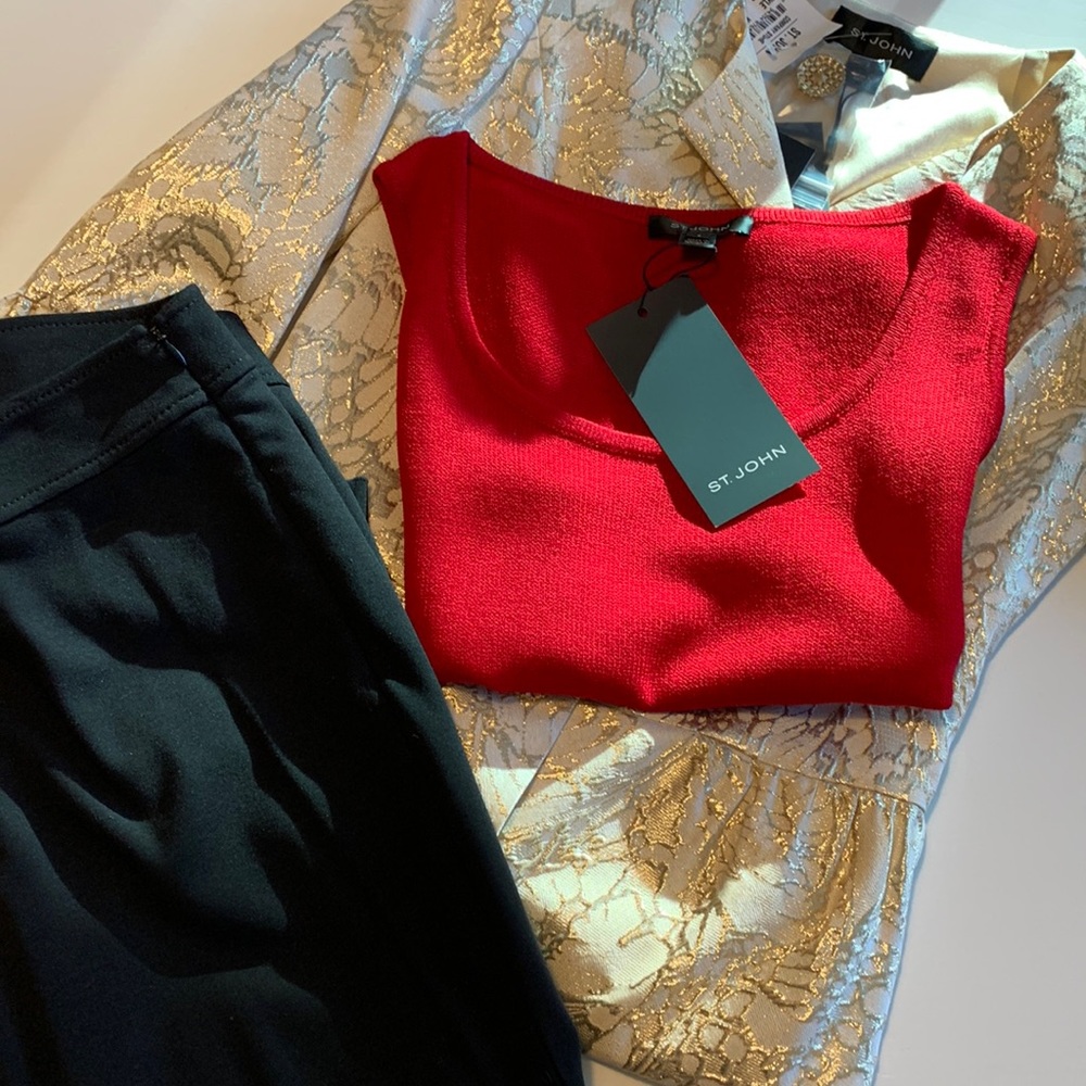 NWT ST. JOHN ruby wool blend shell SZ P